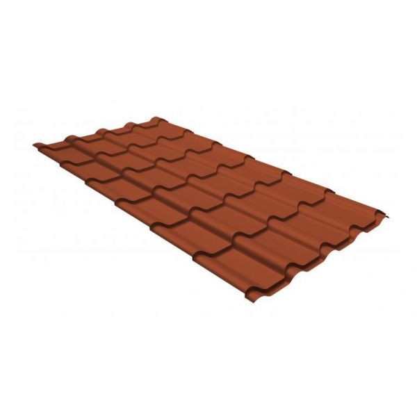 Металлочерепица камея GL 0,5 GreenCoat Pural RR 750 кирпично-красный (RAL 8004 терракота)